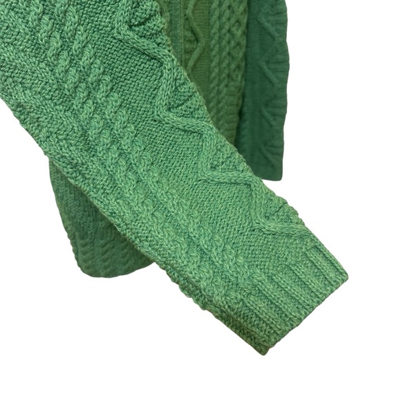 Aran Sweater Market Fisherman Merino Wool Cable Knit Zip Cardigan Green M NWT - Picture 9 of 14